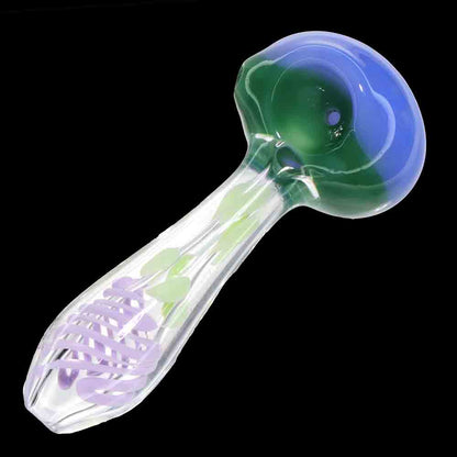 5" Glass Hand Pipe with Slime Color Head & Honeycomb Design – Spoon Pipe