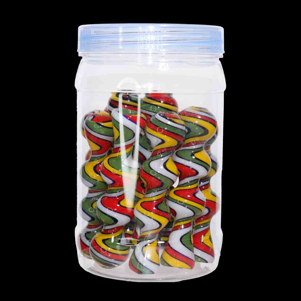 キラキラRasta curved pipe 12 PCS- Rasta Twist Color Swirl Glass Hand Pipe $2.95 each | Wholesale