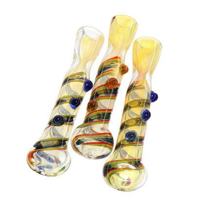 34 PCS – JAR #25 Assorted Spiral Bubble-Dot Glass Chillums – Wholesale