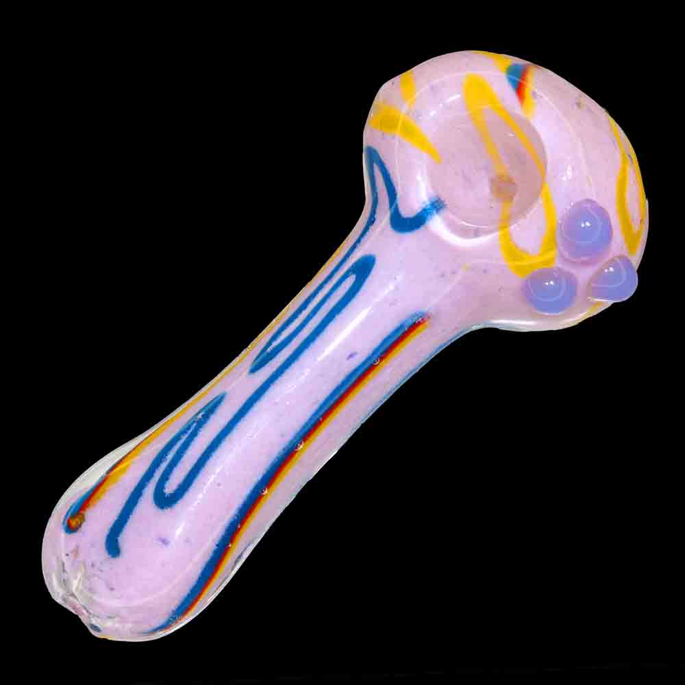 5" Handcrafted Glass Spoon Pipe – Pastel Swirl Design with Dot Accents