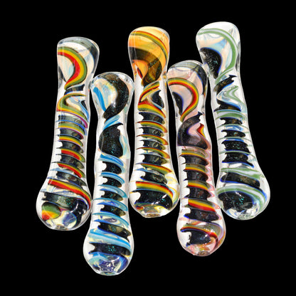 36 PCS – Assorted Color Spiral Glass Chillums in Display Jar – Wholesale