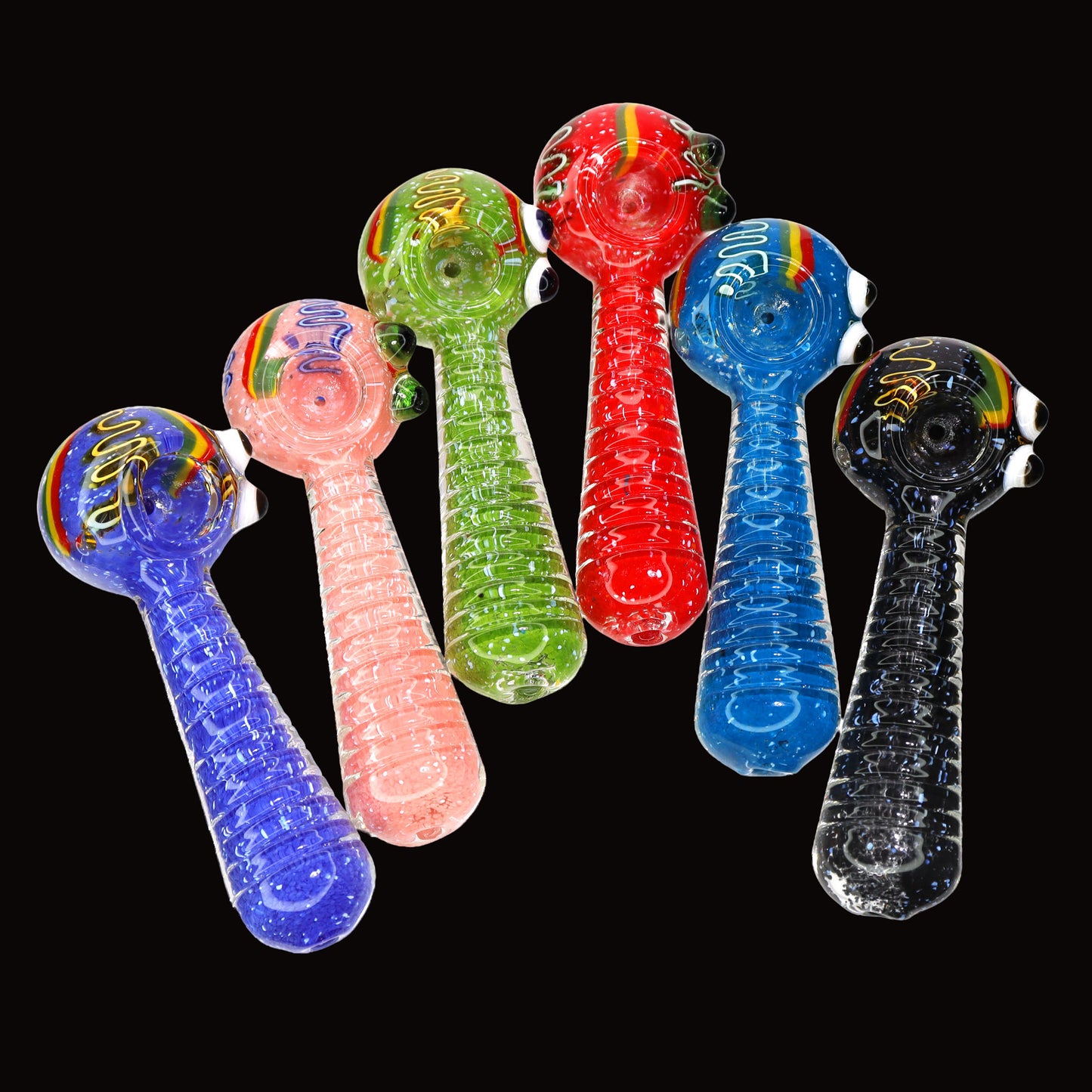 50 PCS – JAR #86 Assorted Color Character Glass Hand Pipes – Wholesale