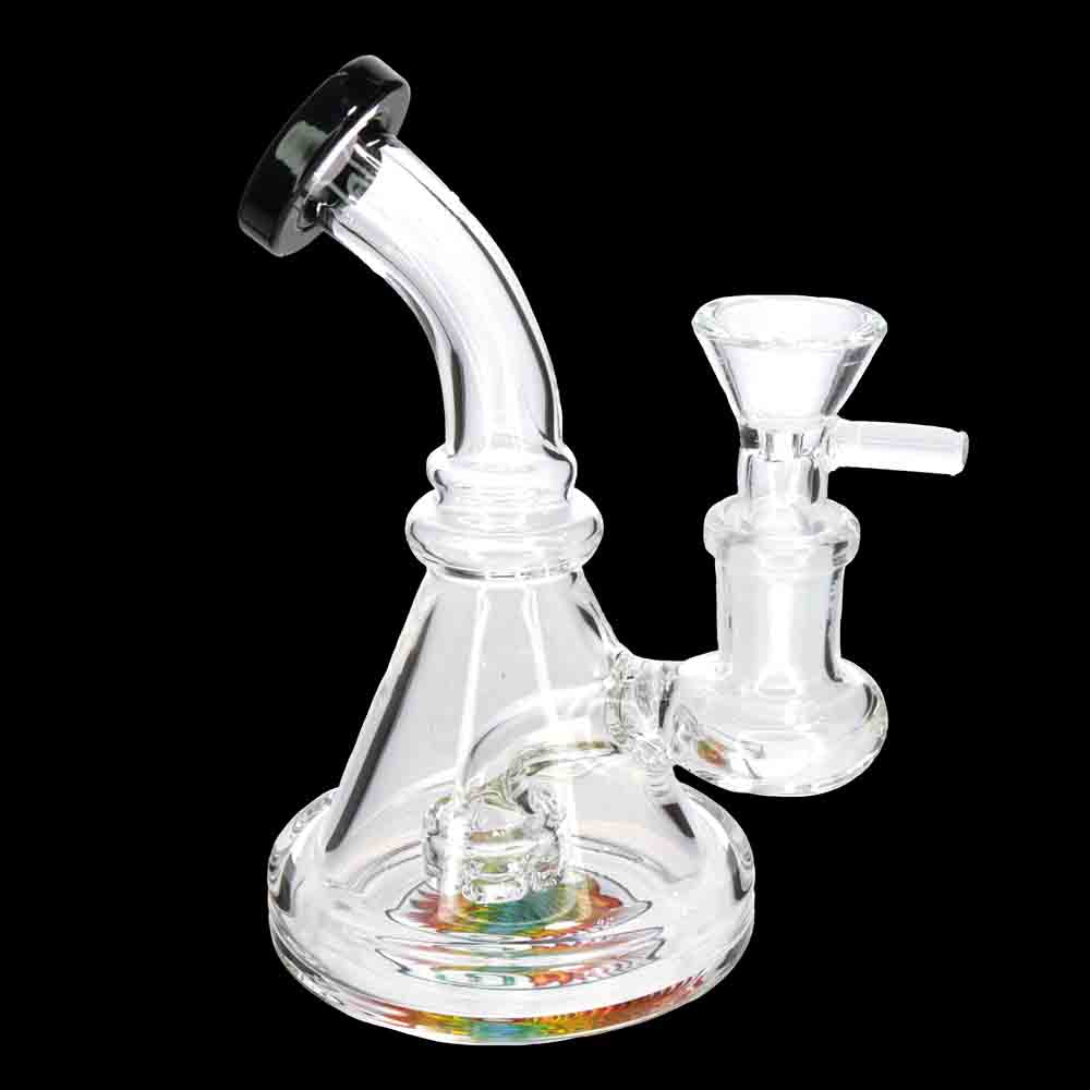 6" Glass Bong with Color Mouthpiece & Internal Perc – Water Pipe