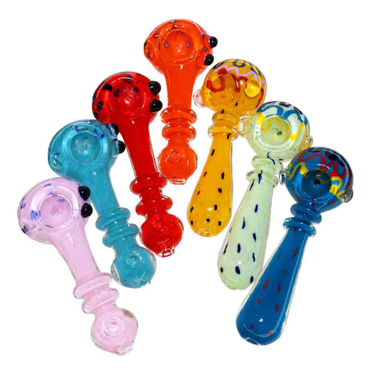 5 in - Multicolor Double Ring Dots Hand Pipe Spoon