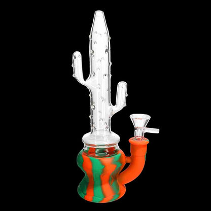 Cactus Silicone Bong with Glass Top – Hybrid Novelty Water Pipe