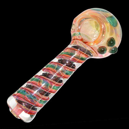 5" Dichroic Glass Spoon Pipe – Handcrafted Color-Shift Spiral Design