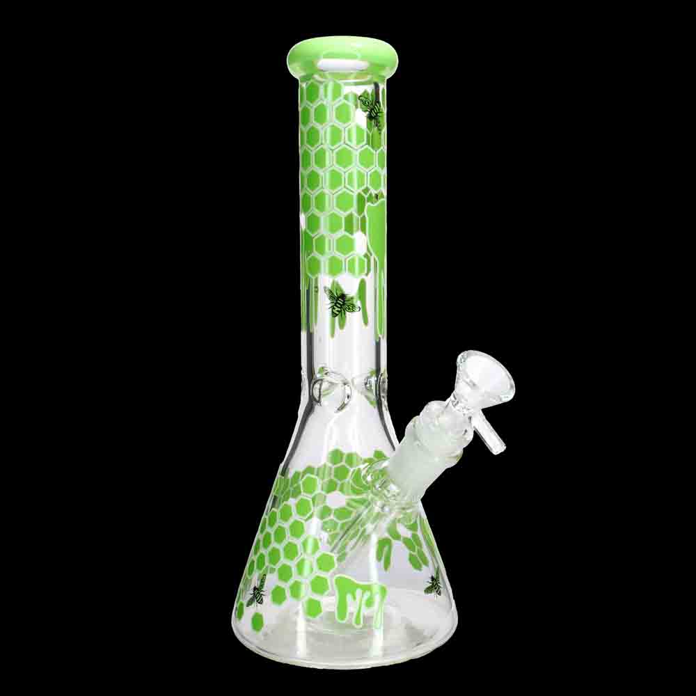 Thick Honeycomb Beaker Bong 10" 5 MM – Bee & Honey Drip Design | Best Seller | Wholesale
