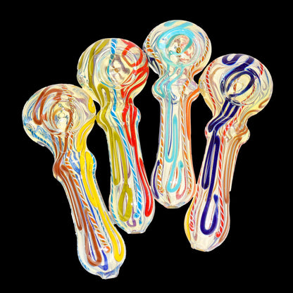 50 PCS – JAR #96 Assorted Color Wavy-Ribbon Glass Hand Pipes – Wholesale
