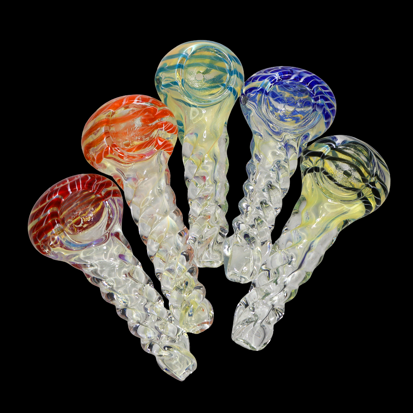 120 PCS – NEW JAR #60 Assorted Color Twisted Glass Hand Pipes – Wholesale