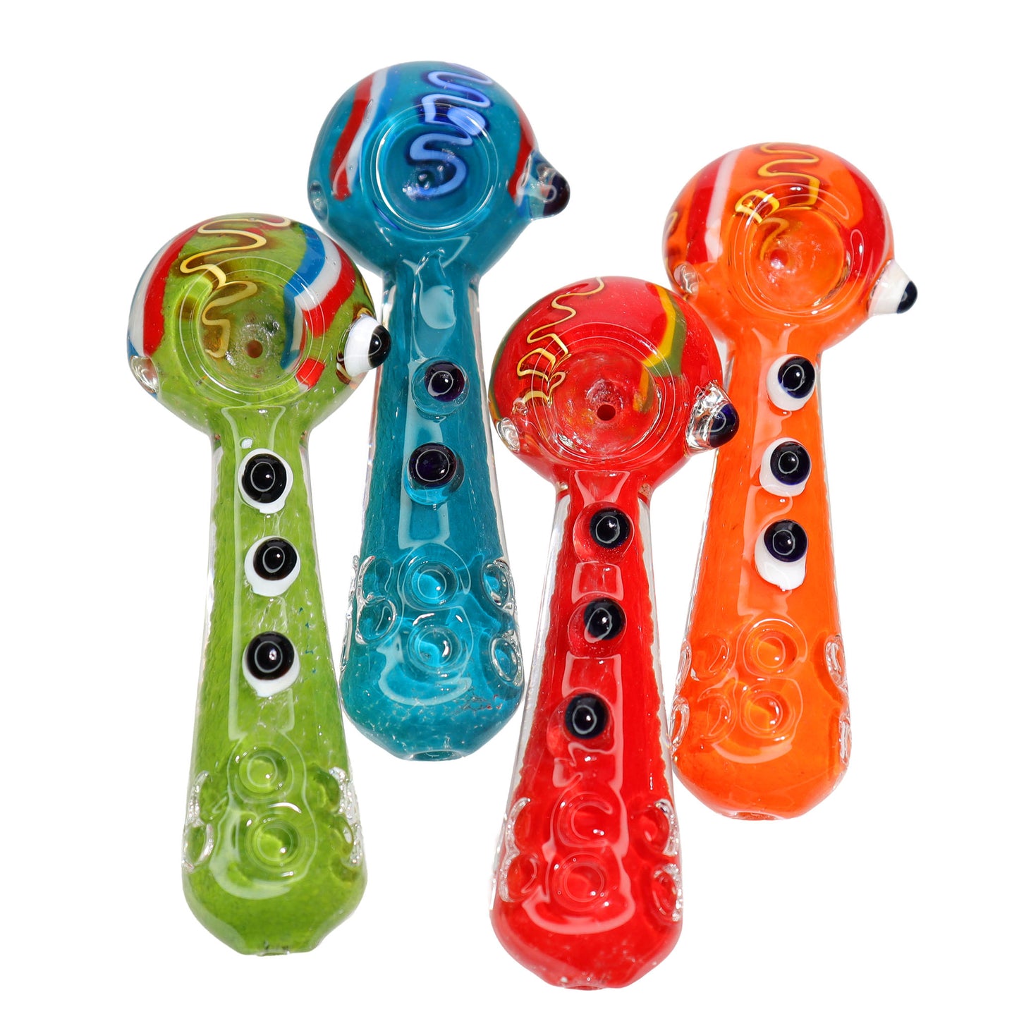 52 PCS – JAR #68 Assorted Color Raised-Dot Glass Hand Pipes – Wholesale