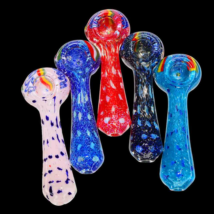 5 Inch Rasta Polka Dot Multicolor Glass Spoon Pipe