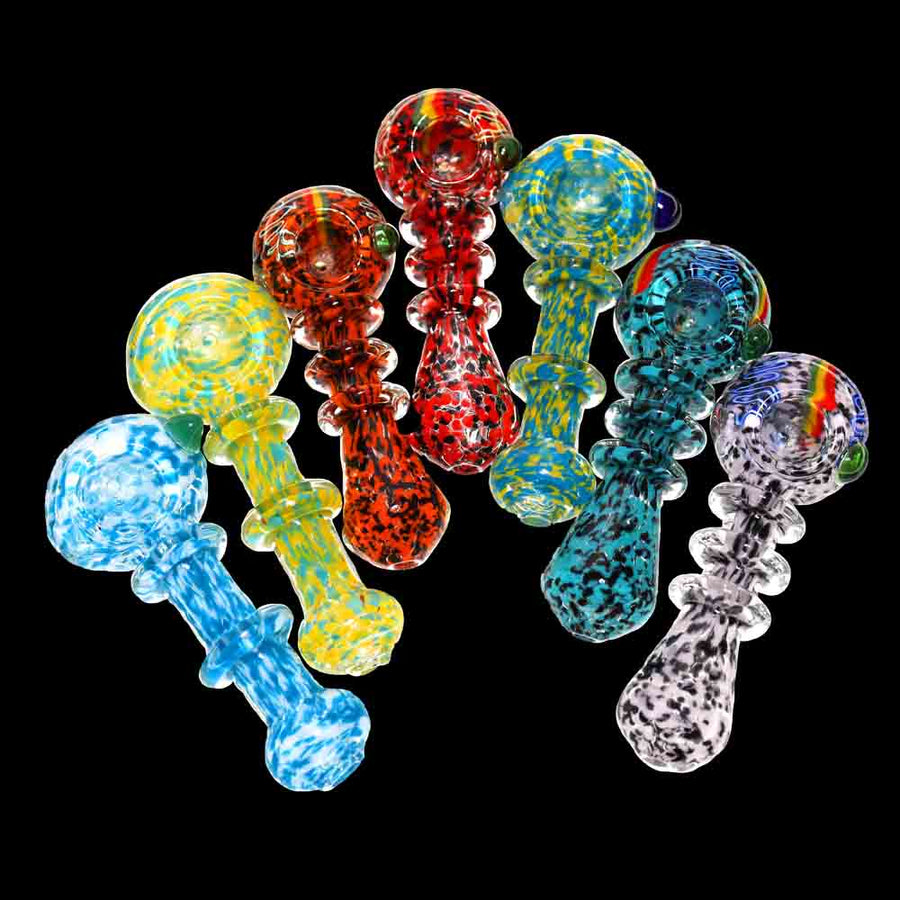 4 Inch Multi-Ring Glass Hand Pipe, Bulk