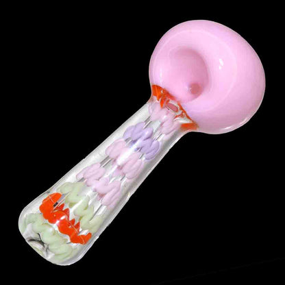5" Slime Color Glass Hand Pipe with Textured Stem – Premium Spoon Pipe