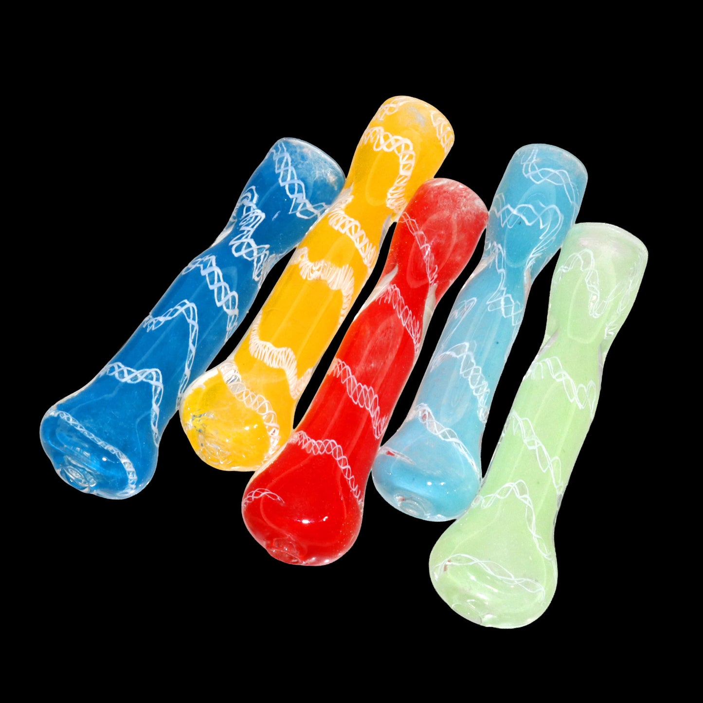 40 PCS – Assorted Color Glass Hand Pipes in Display Jar – Wholesale