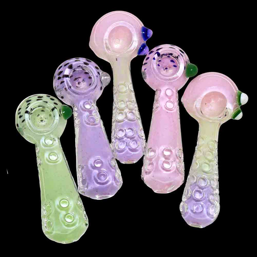 5 Inch Textured Glass Spoon Pipe, Bubble Grip