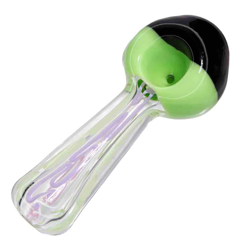 5" Slime Color Glass Hand Pipe with Dual-Tone Bowl – Spoon Pipe