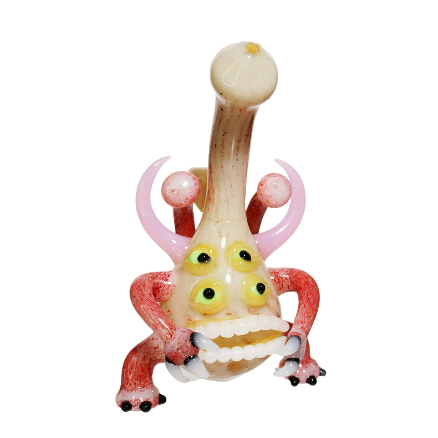 9 Inch Quadruple Eyes Monster Glass Bubbler