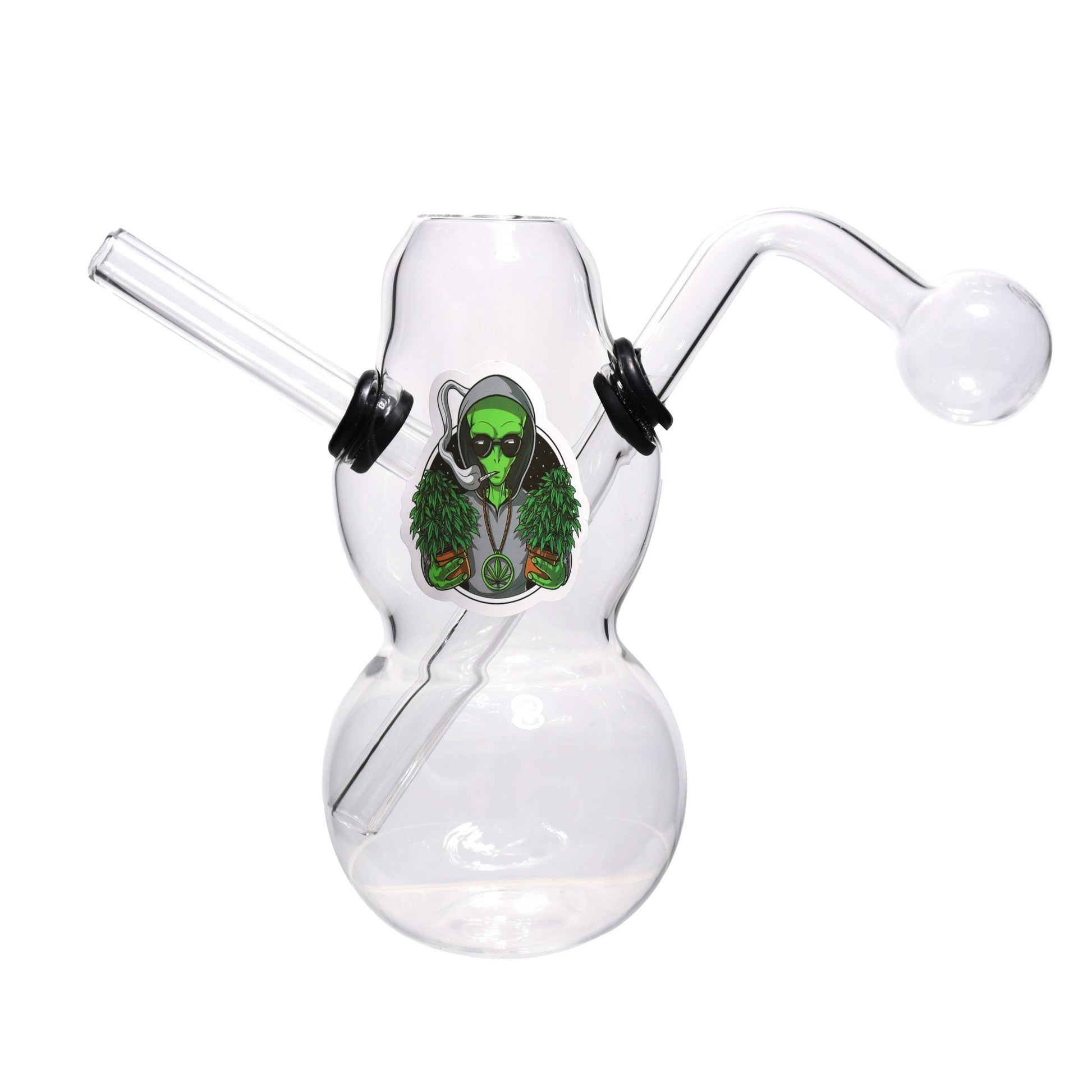 6 In - Curvy Glass Clear Oil Burner Multi-Stickers