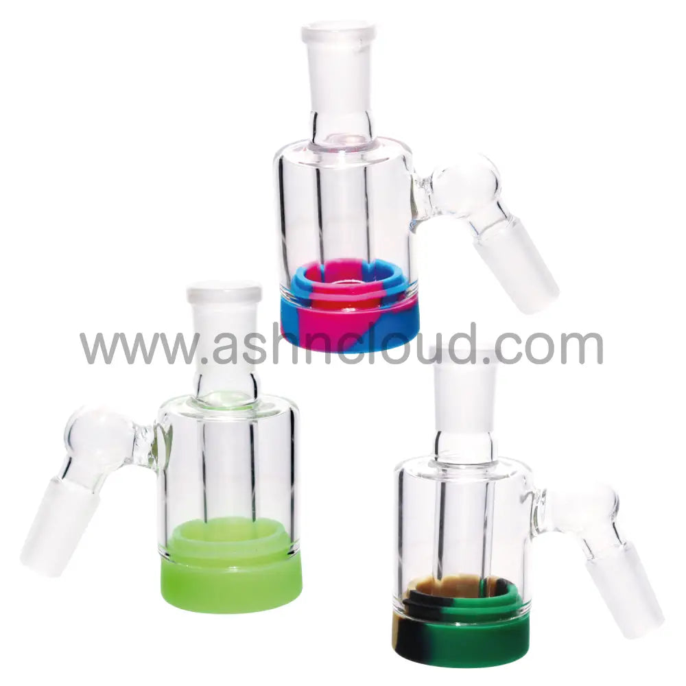 3.5 In - Reclaim Male 45 Degree Multicolor Ash Catcher Silicone Bong 14 Mm Simple