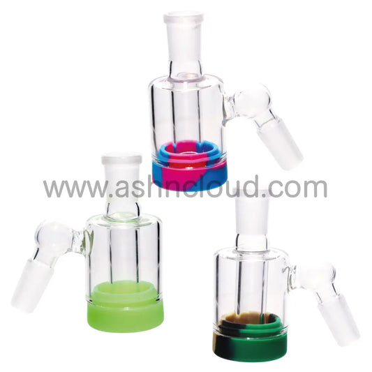 3.5 In - Reclaim Male 45 Degree Multicolor Ash Catcher Silicone Bong 14 Mm Simple