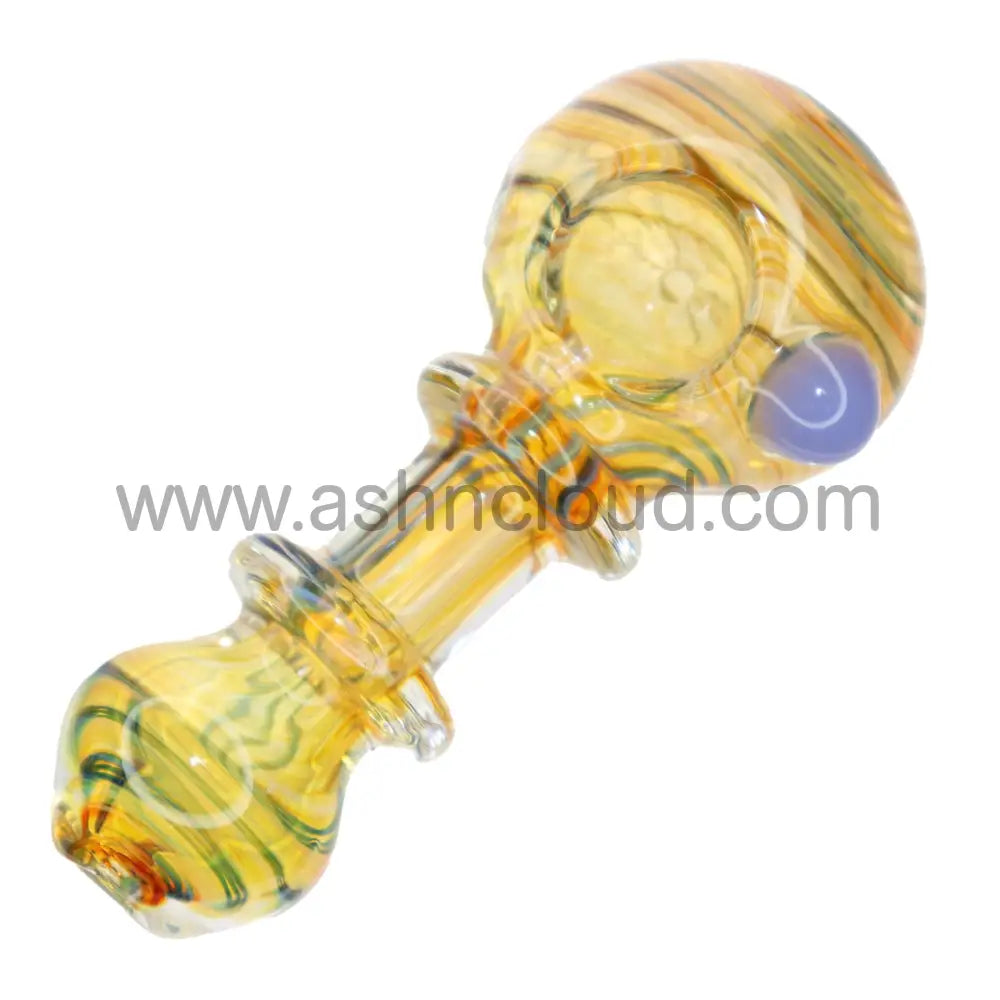 3.5 In - Streaky Double Ring Glass Spoon Hand Pipe