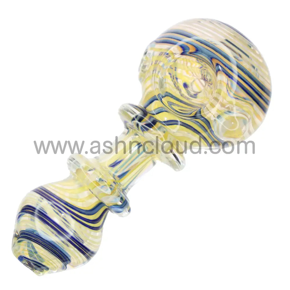 3.5 In - Streaky Double Ring Glass Spoon Hand Pipe