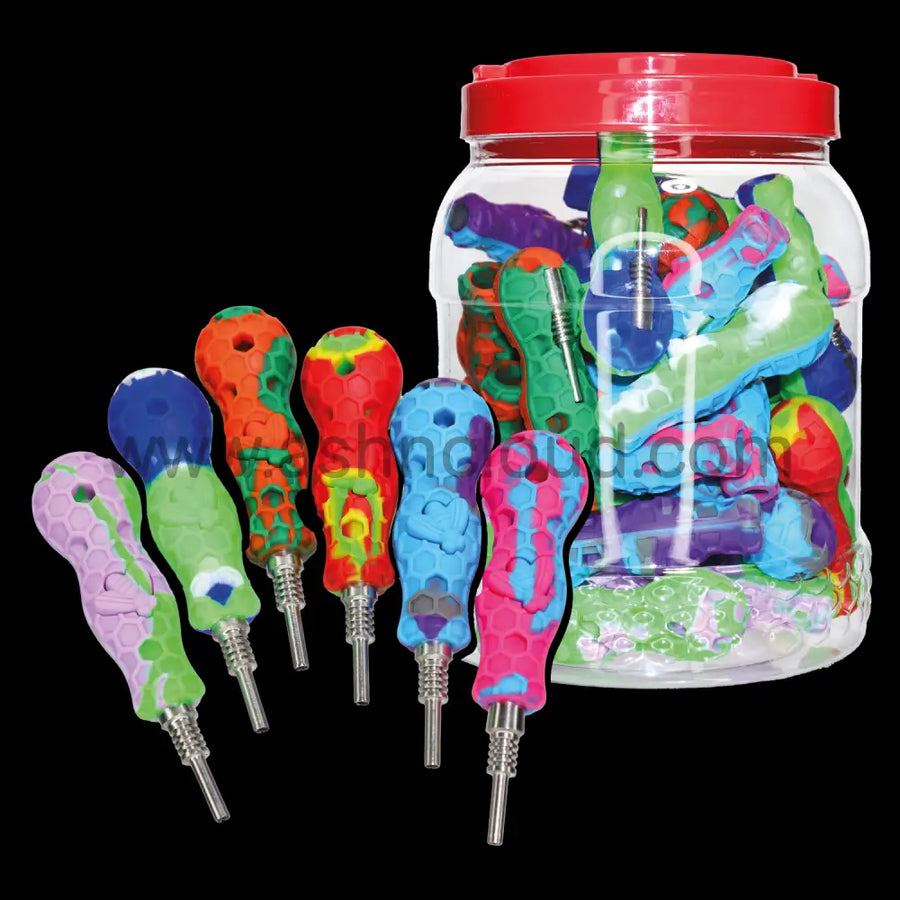 Silicone Nectar Collector Jar Kit, 10mm Titanium, 30-Piece