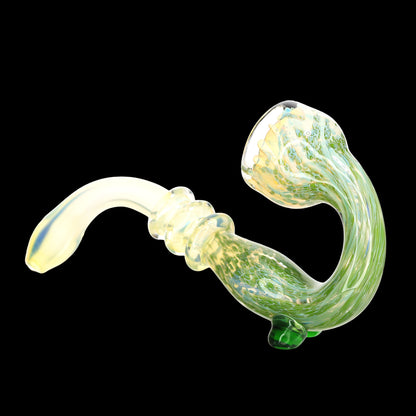 Curved Sherlock Glass Hand Pipe with Frit Design – Assorted Colors Wholesale