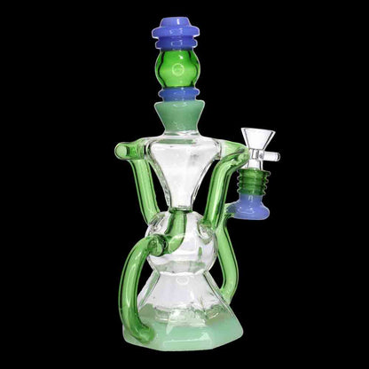 9" Artistic Recycler Glass Water Pipe | Colorful & Durable Wholesale Smoke Shop