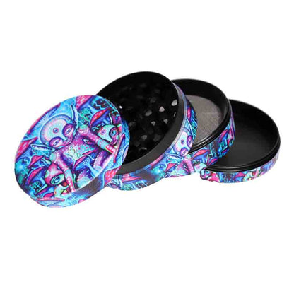 Premium Metal Herb Grinder Display (6-Pack) – 2.5" 63mm Alien & Psychedelic Collection
