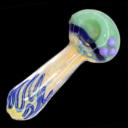 5.5" Fumed Glass Hand Pipe – Slime Color Head Spoon Pipe with Color-Changing Finish