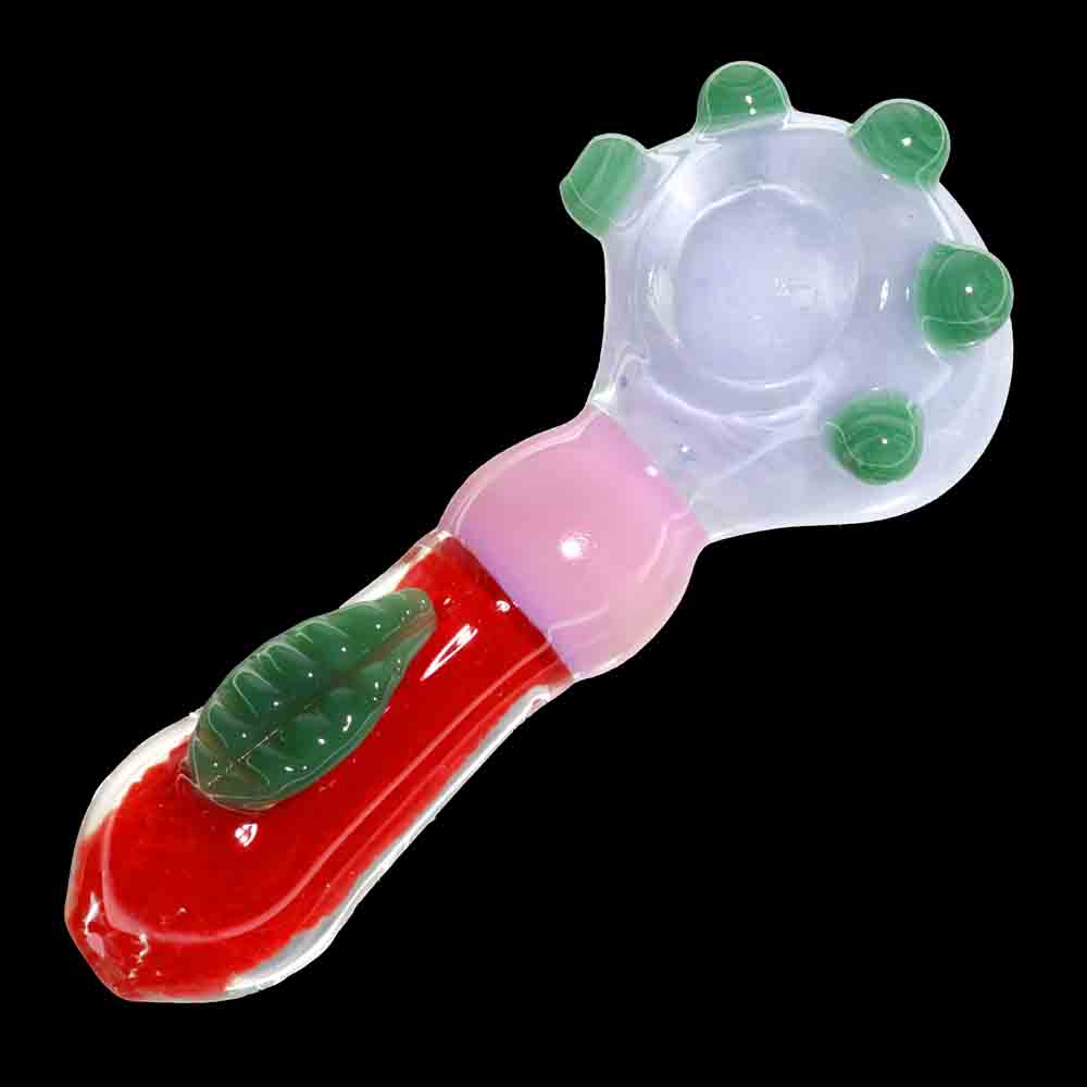 5" Novelty Marble Glass Hand Pipe – Colorful Accent Spoon Pipe with Raised Details