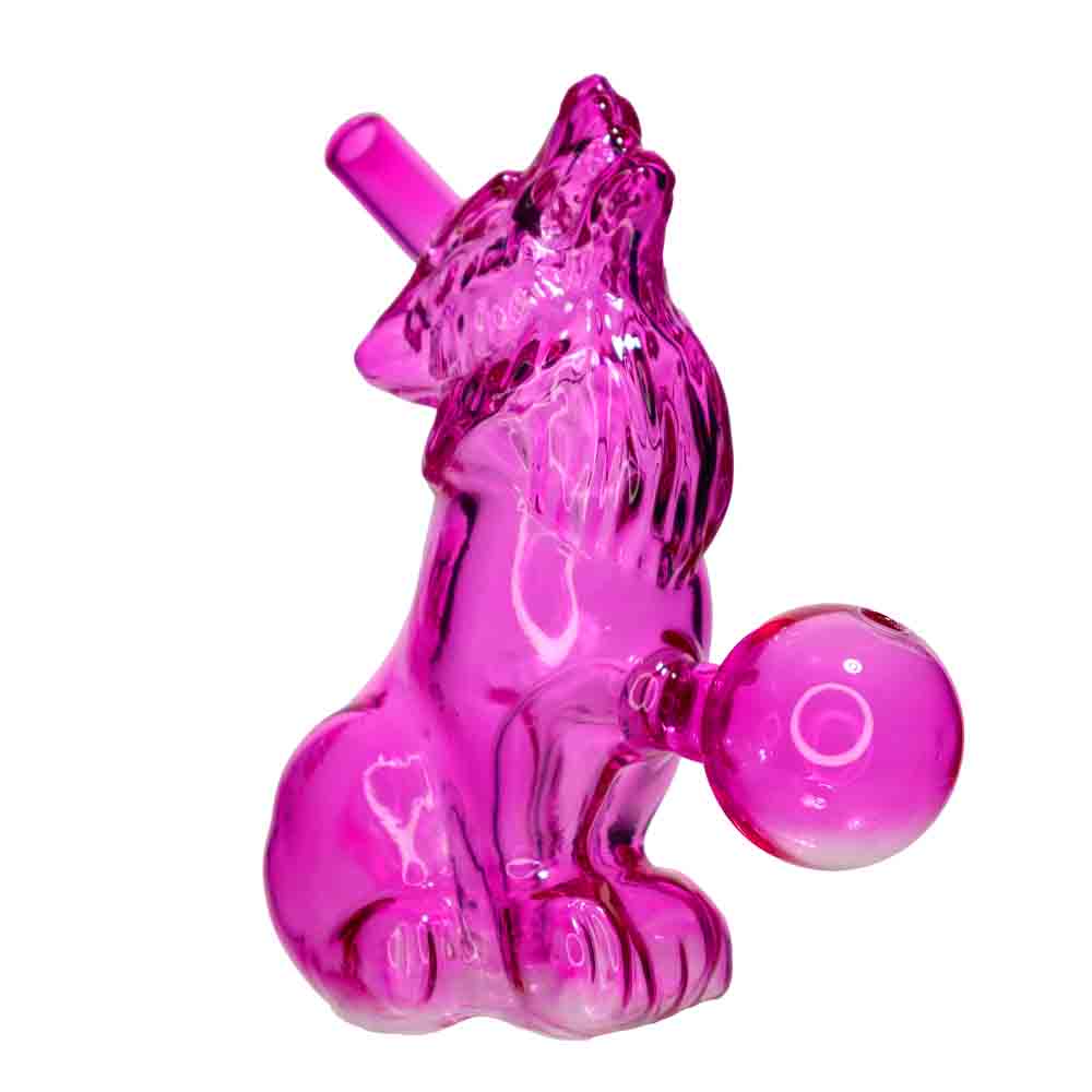 Howling Wolf Oil Burner Water Pipe – 4” Colored Glass Pipe for Smoke Shops (Assorted Colors)