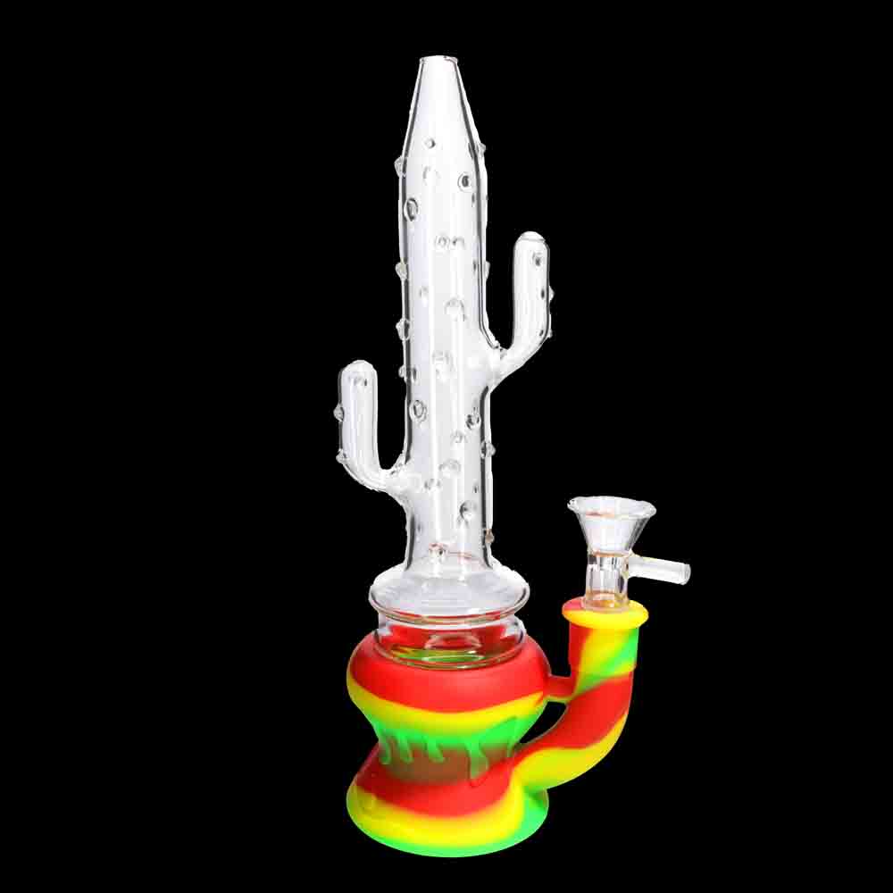Cactus Silicone Bong with Glass Top – Hybrid Novelty Water Pipe