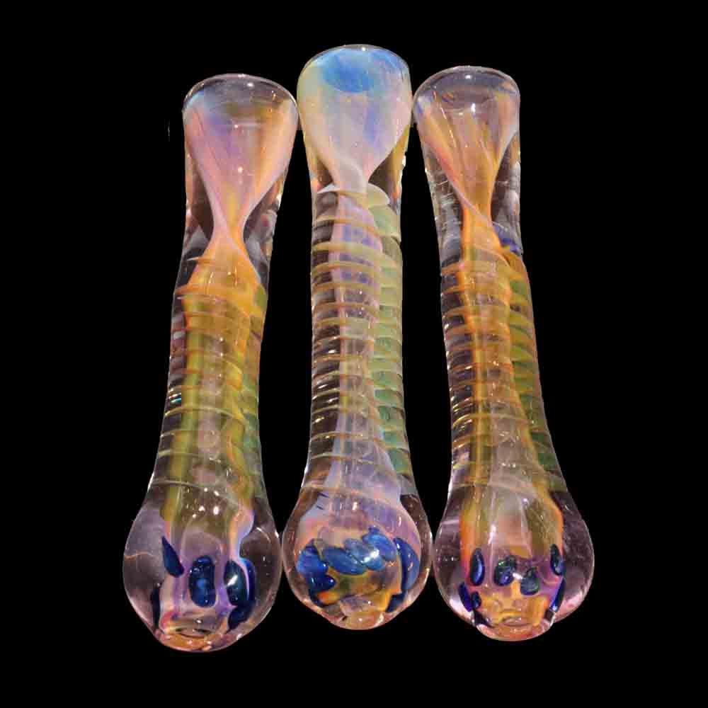 36 pcs - Iridescent Glass Chillum Jar #01 – Handcrafted One-Hitters $2.75 each | Wholesale Display