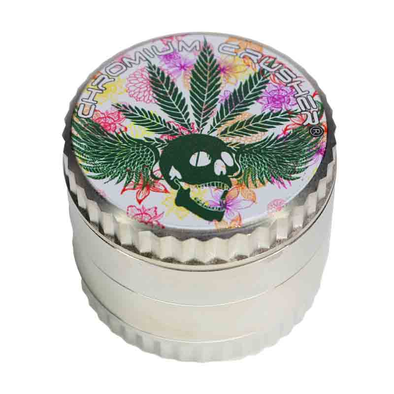 Chromium Crusher 4-Piece Herb Grinder Display (6-Pack) – 2.5" 63mm Leaf Design Collection