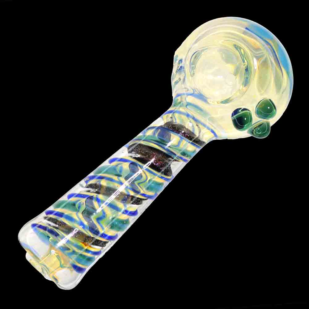 5" Dichroic Glass Spoon Pipe – Handcrafted Color-Shift Spiral Design