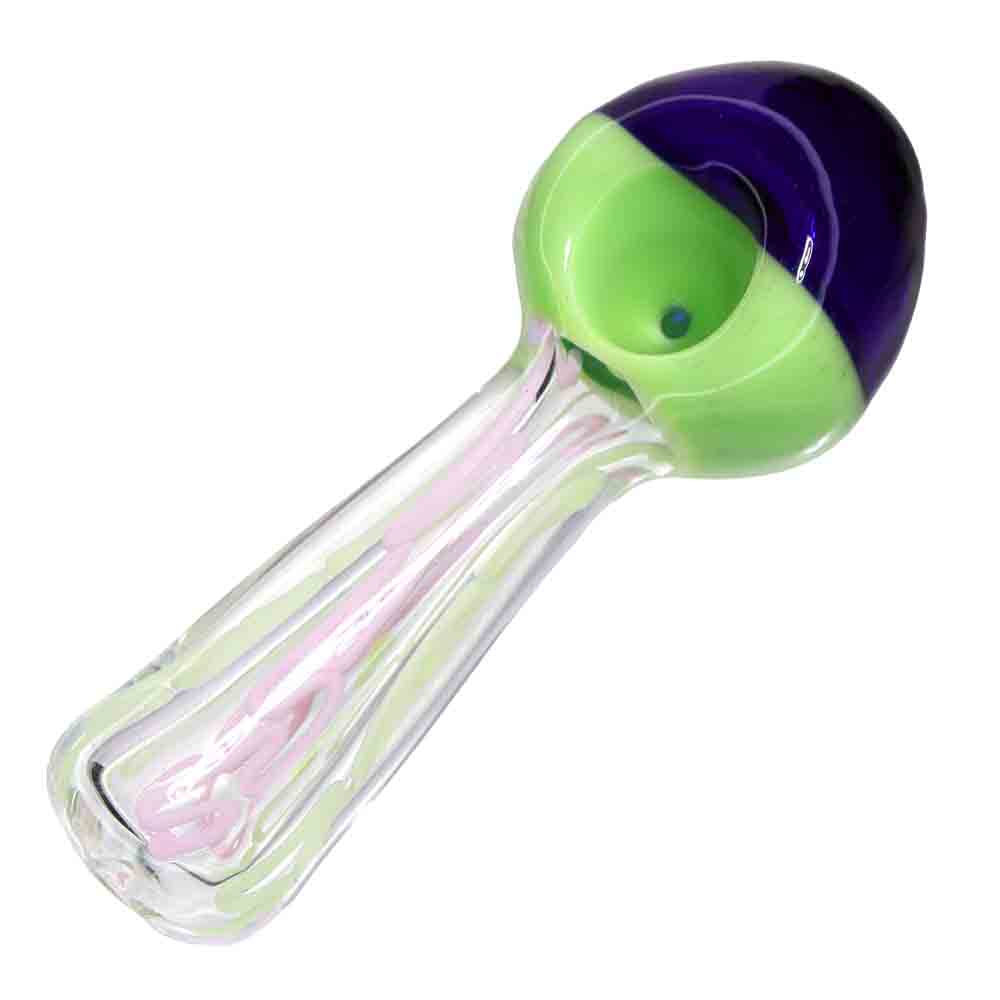5" Slime Color Glass Hand Pipe with Dual-Tone Bowl – Spoon Pipe