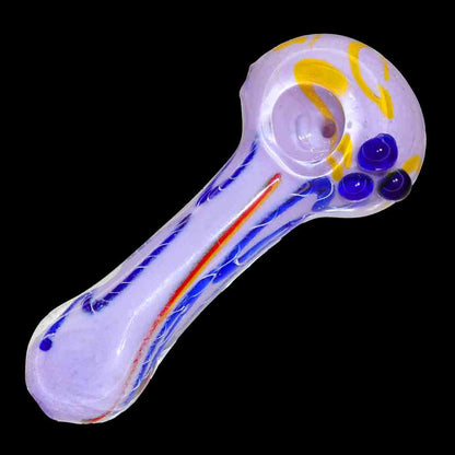 5" Handcrafted Glass Spoon Pipe – Pastel Swirl Design with Dot Accents