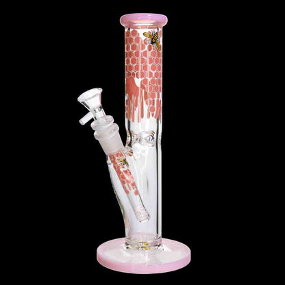 10" Straight Honeycomb Water Pipe | 5mm Thick | Bee & Honey Drip Design | Wholesale
