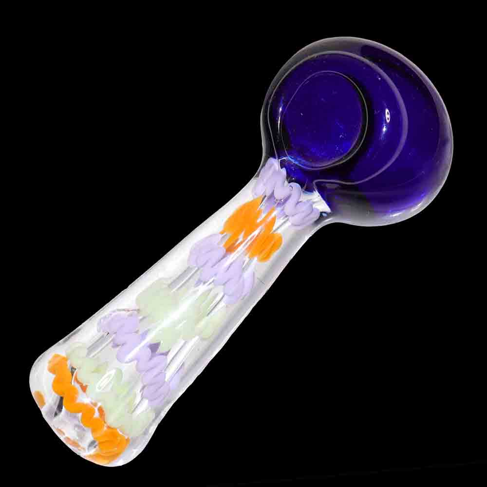 5" Slime Color Glass Hand Pipe with Textured Stem – Premium Spoon Pipe