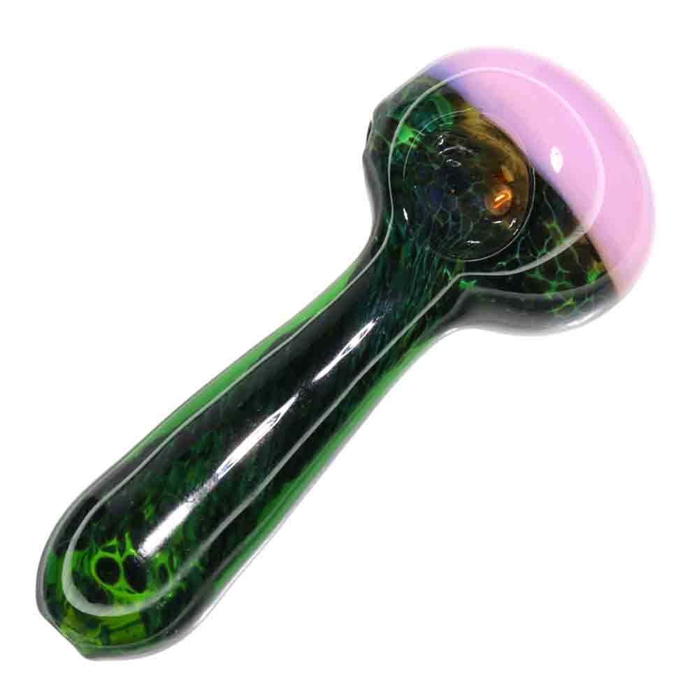 4.5" Glass Hand Pipe with Slime Color Head – Compact Spoon Pipe