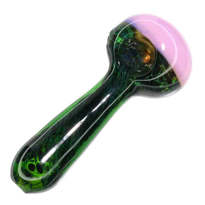 4.5" Glass Hand Pipe with Slime Color Head – Compact Spoon Pipe
