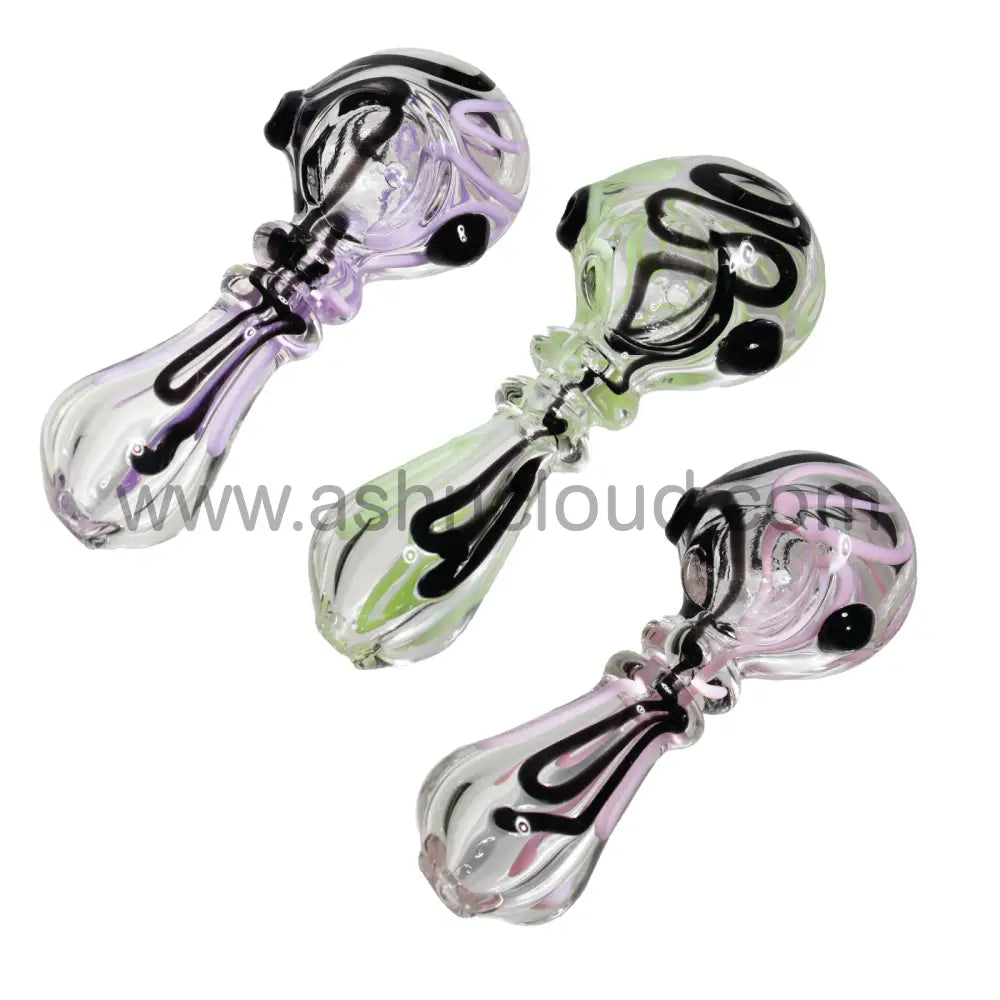 4 In - Black Swirl Slime Colors Spoon Hand Pipe