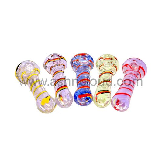 4 In - Colored Twisted Glass Hand Pipe Spoon