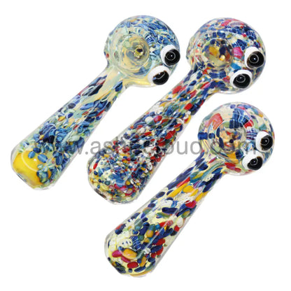 4 In - Confetti Head Eyes Glass Hand Pipe