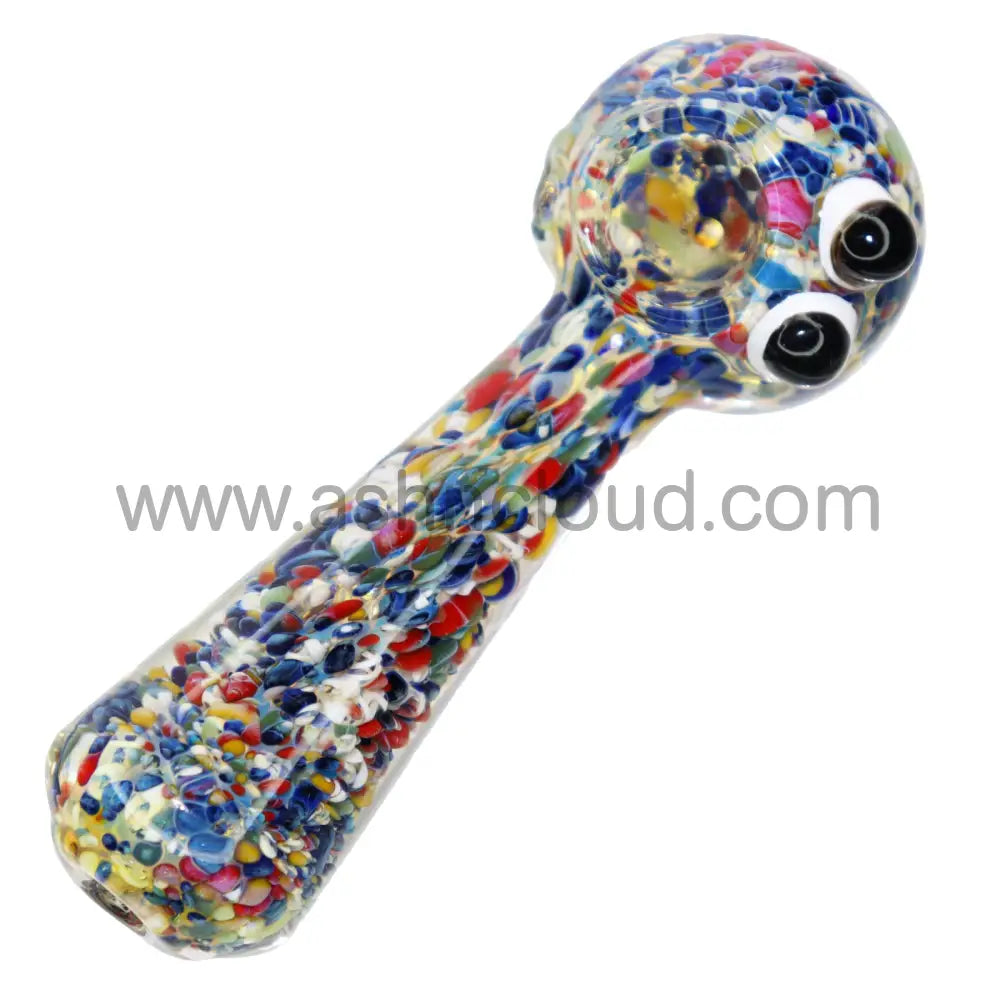 4 In - Confetti Head Eyes Glass Hand Pipe