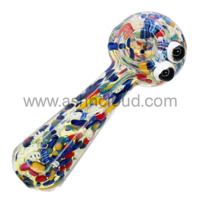 4 In - Confetti Head Eyes Glass Hand Pipe