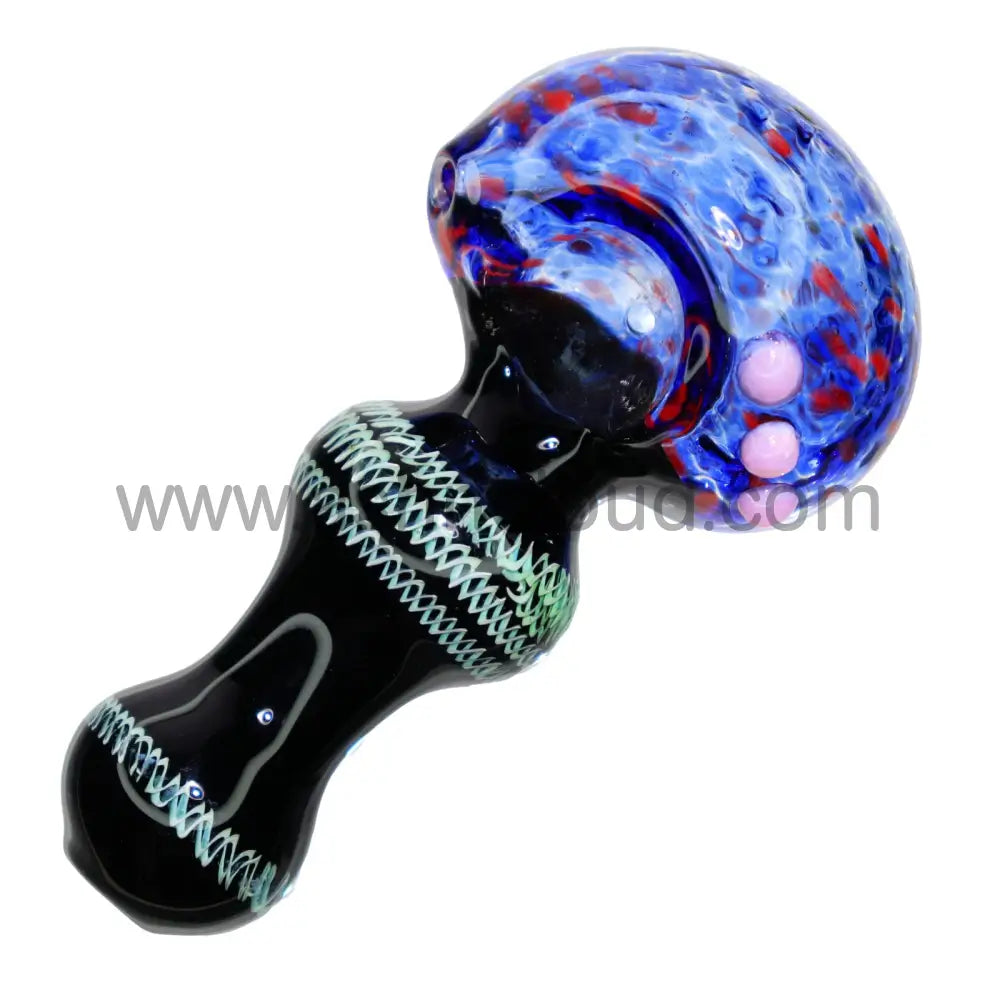 4 In - Confetti Head Implosion Glass Hand Pipe Spoon