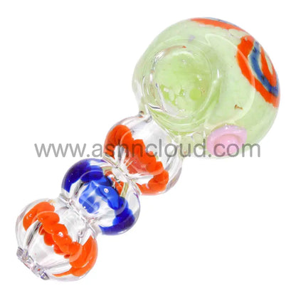 4 In - Curvy Balls Multicolor Hand Pipe Glass Spoon